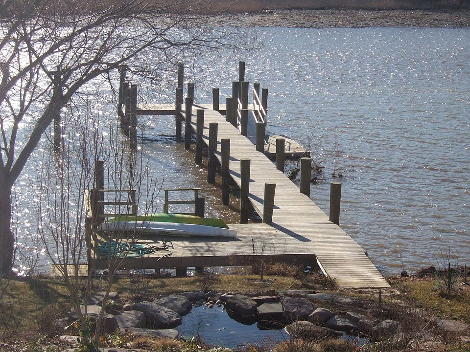 Boat dock on property
