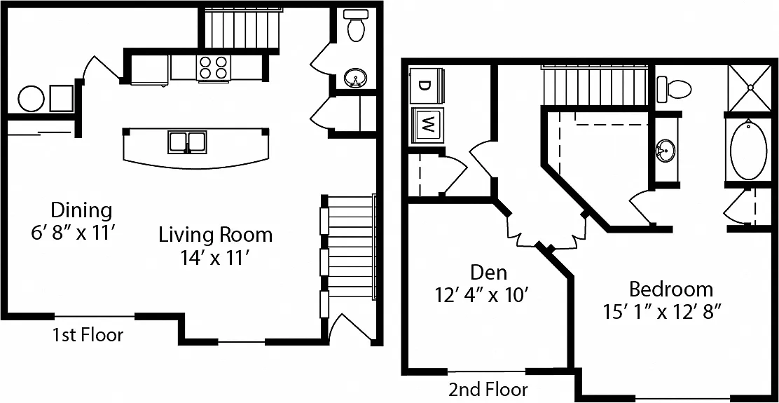 Floor plan 1-BR Townhome - Phase II