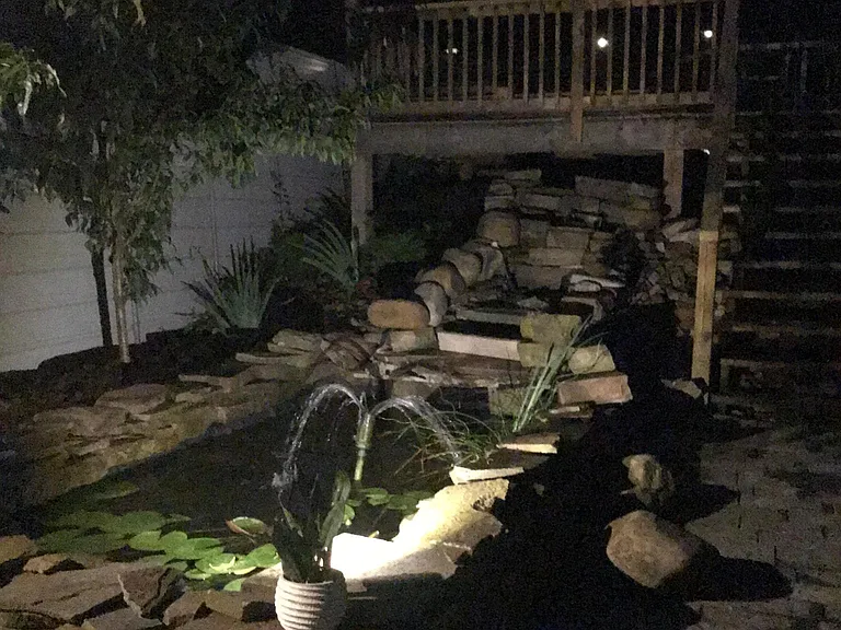Backyard relaxation and lighting .