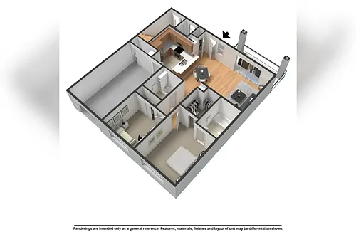 Floor plan 2 bed 2 bath with attached garage