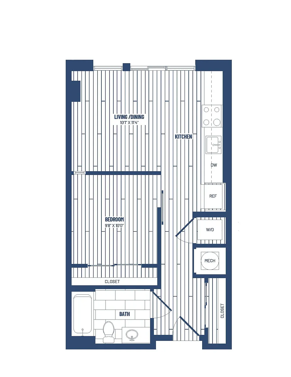 Floor plan 1 Bed/1 Bath Junior-HJR1B