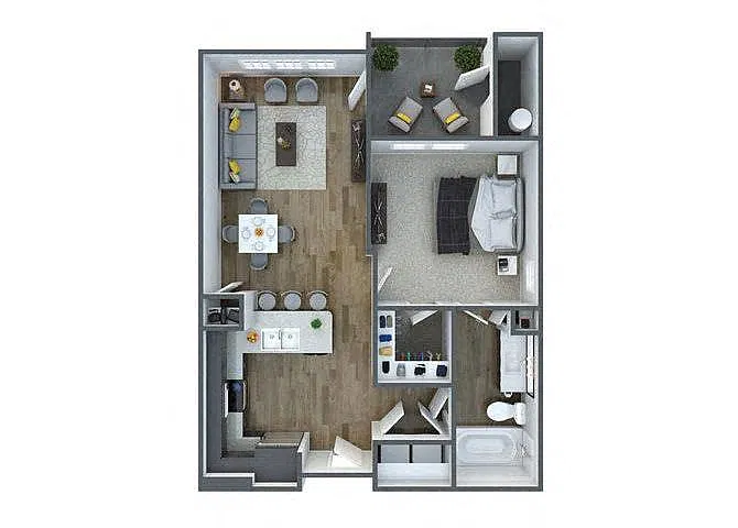 Floor plan A1: 1 Bed 1 Bath
