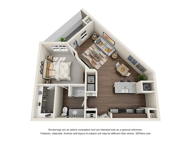 Floor plan 1 bedroom/1 bath 2