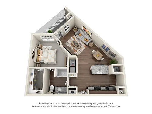 Floor plan 1 bedroom/1 bath 2