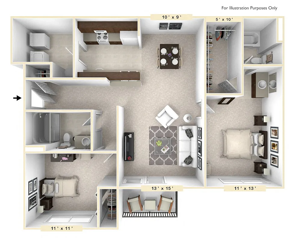 Floor plan The Shire 2 BR 2 BA