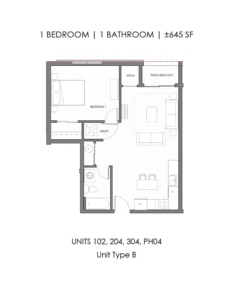Floor plan One Bedroom One Bath Medium