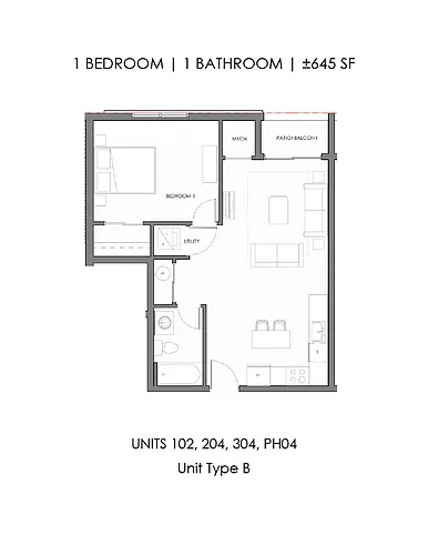 Floor plan One Bedroom One Bath Medium