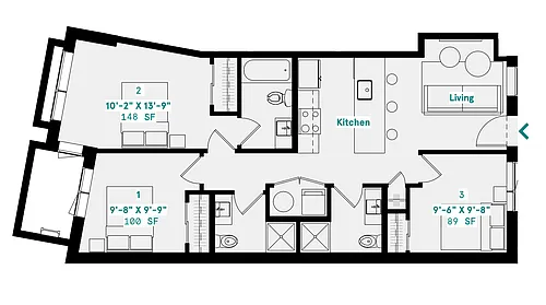 Floor plan Private Bath - 3 Person Suite