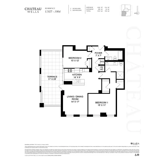 Floor plan 10-1104 2 Bed 2 Bath
