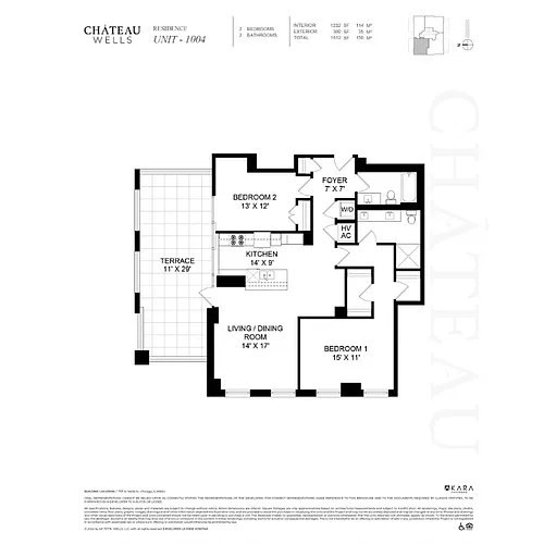 Floor plan 10-1104 2 Bed 2 Bath