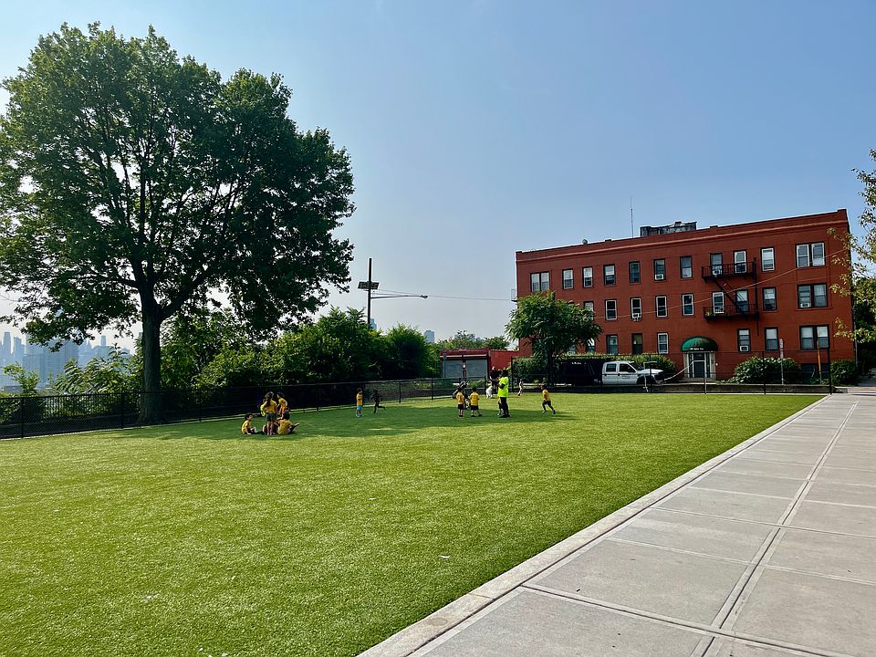 park looking toward building