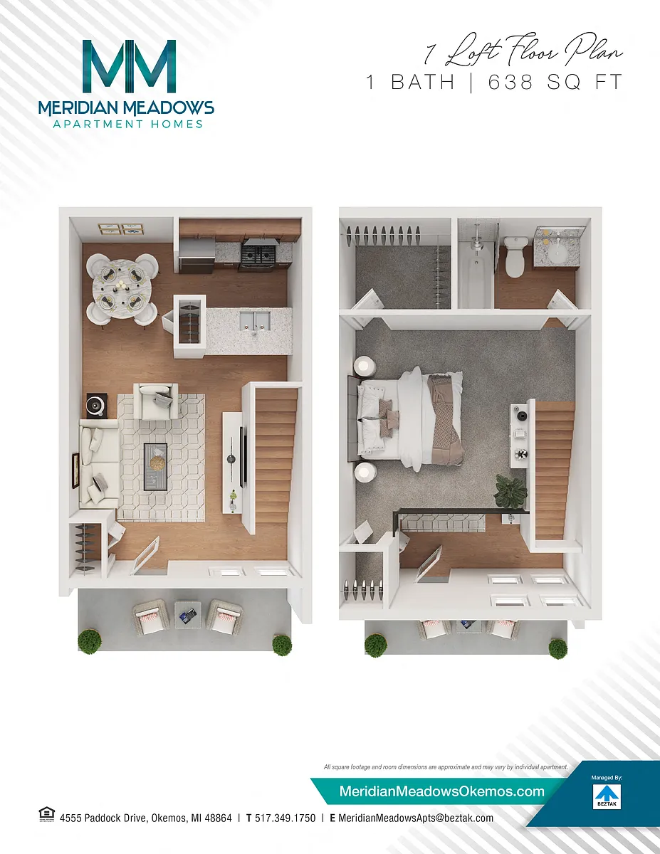 Floor plan 1 Bedroom Townhome