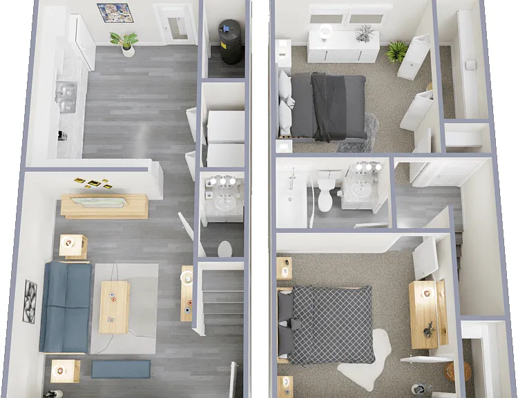 2 Bedroom Townhome Floorplan Diagram