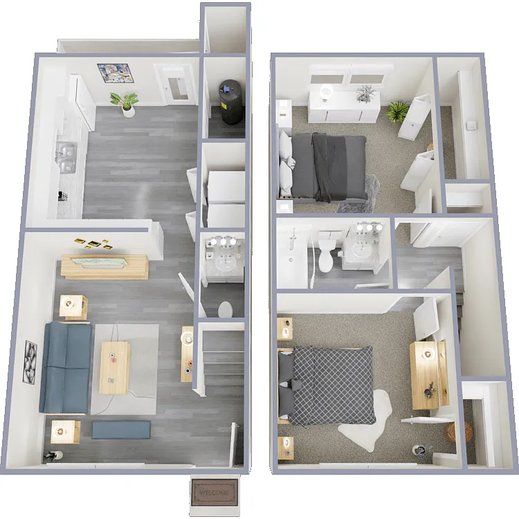 Floor plan 2 Bedroom Townhome
