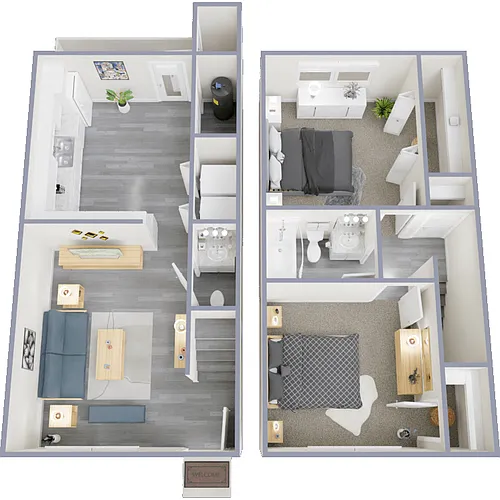 Floor plan 2 Bedroom Townhome