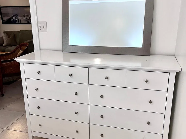 Bedroom two, very large dresser for storage, plus multiple closets