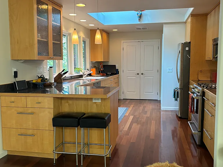 kitchen looking west from dining room