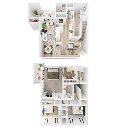 Floor plan 3 Bed 2 Bath B