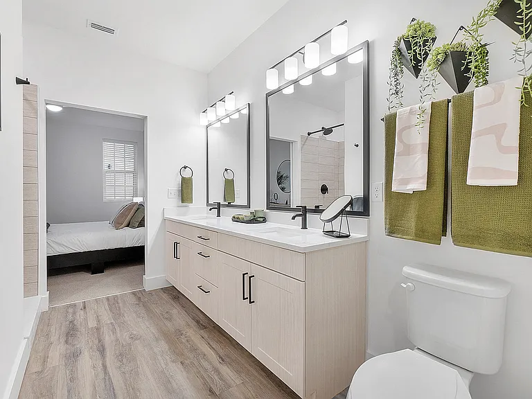 Primary bathroom with dual sinks