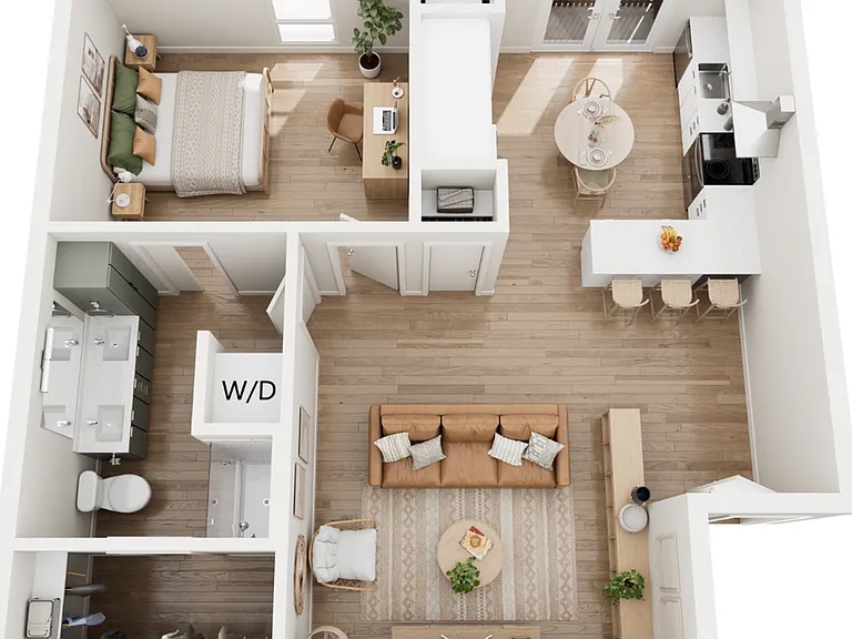 Explore this beautifully designed one-bedroom apartment with a modern layout. Explore this beautifully designed one-bedroom apartment with a modern layout.