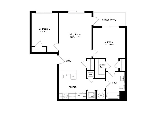 Floor plan B9 | 2 Bed | 2 Bath