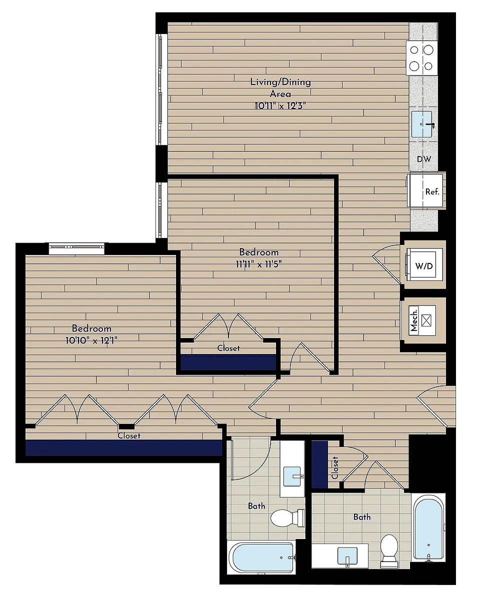 Floor plan B 2BR-M1 70