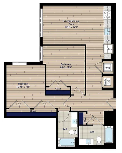 Floor plan B 2BR-M1 70
