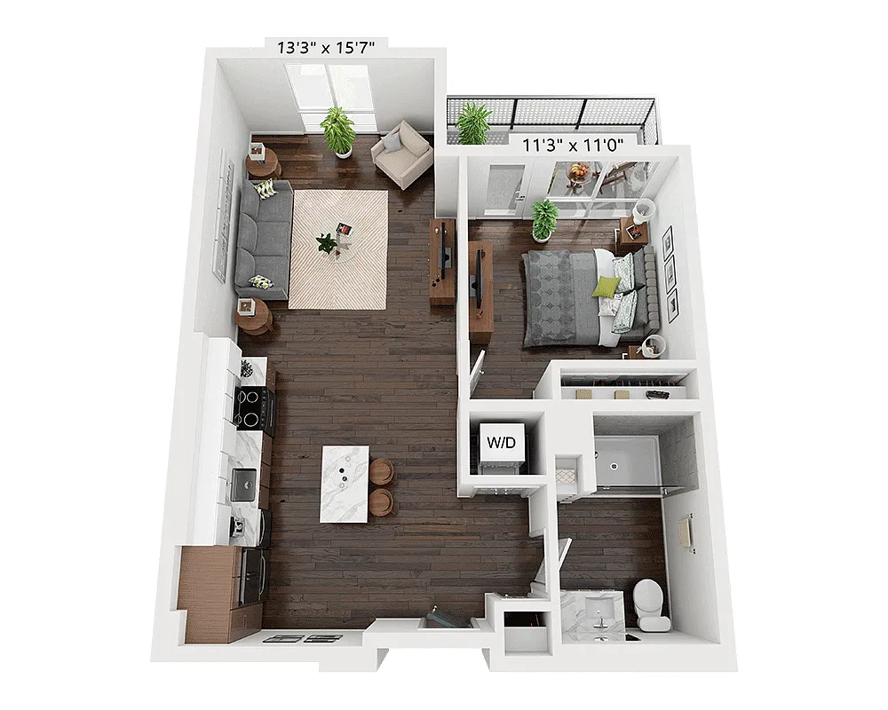 Floor plan One Bedroom A1I-MMR