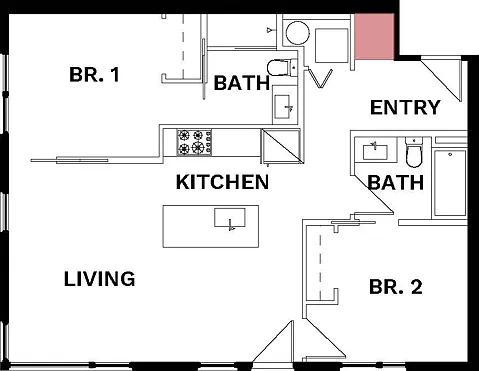 Floor plan 2 Bed 2 Bath