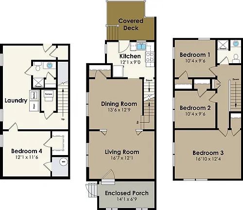 Floor plan Hayward 4 bd-duplex