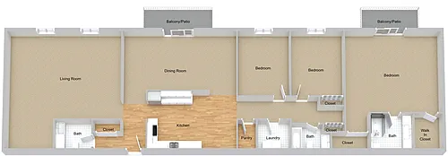 Floor plan Three Bedroom Large