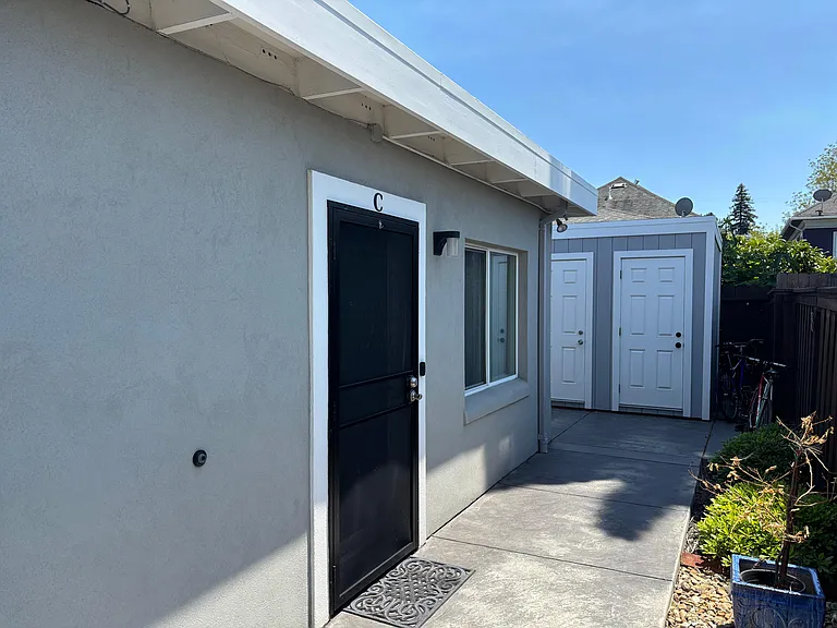 Front door and storage area