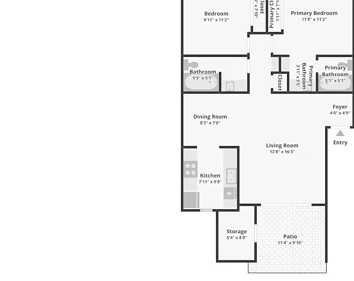 2 bedroom - private balcony floorplan 2 bedroom - private balcony floorplan