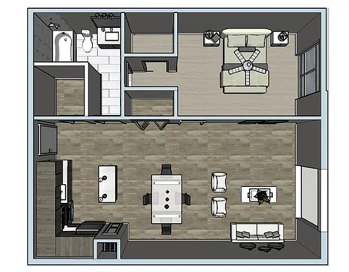 Floor plan 1 Bed / 1 Bath - Lake View
