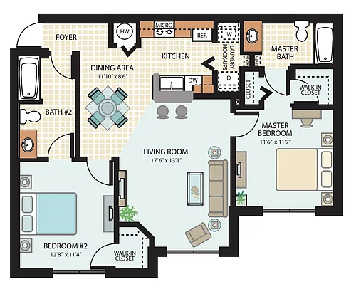 Floor plan 2 Bed 2 Bath