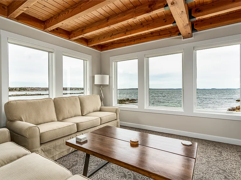 The second floor living room with the panoramic ocean views
