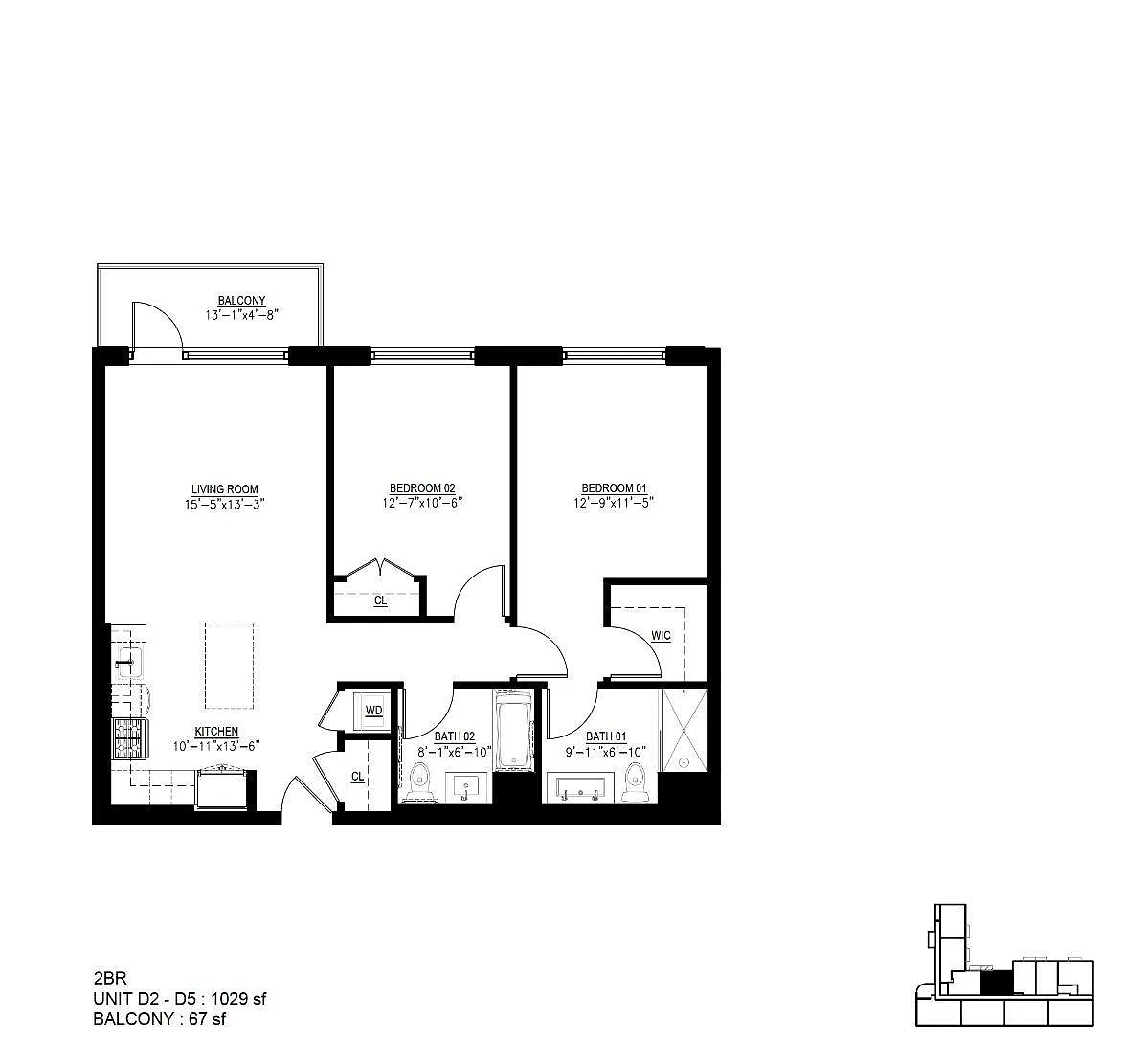 Floor plan 2D-5D with Balcony