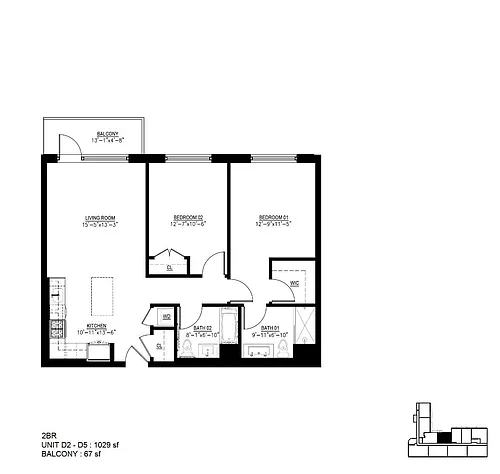 Floor plan 2D-5D with Balcony