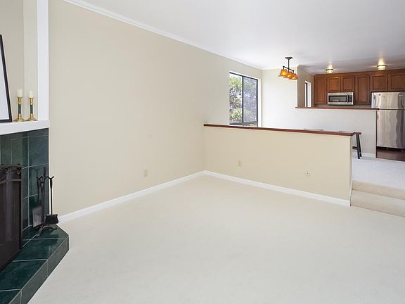 Open living room , dining room and kitchen