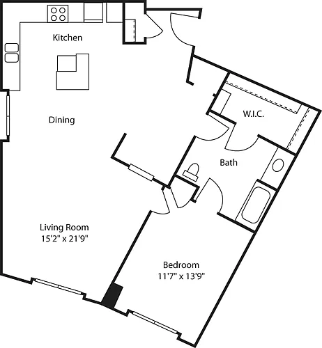 Floor plan One Bedroom 1040