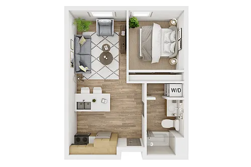Floor plan 1 Bed, 1 Bath