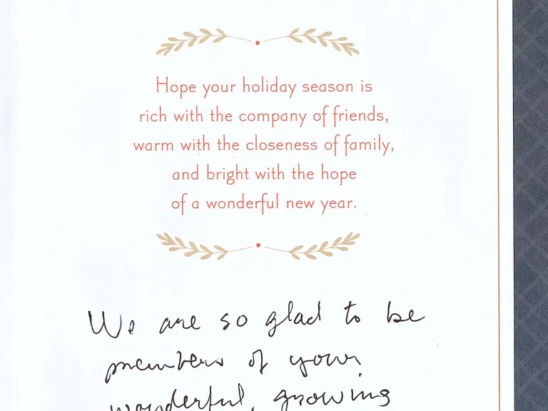 Holiday Card From Tenants - It is a Great Community