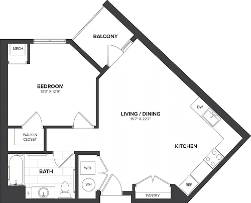 Floor plan 1 Bed/1 Bath-A7