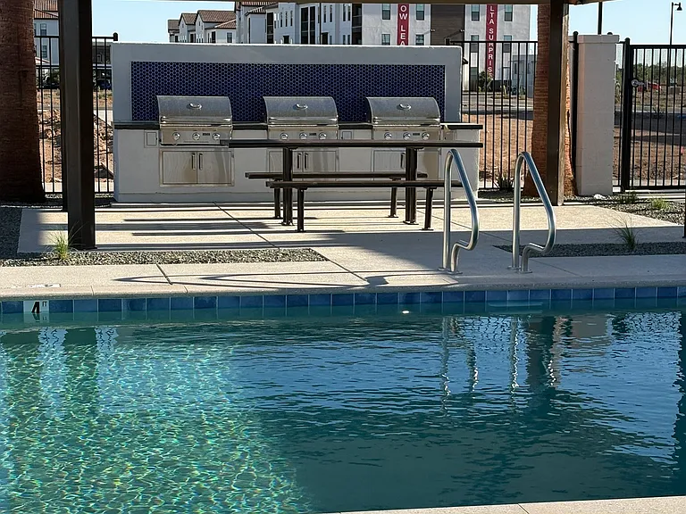 Heated pool and barbecue area