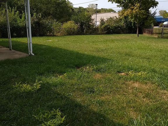 Large fenced yard backing to park in the distance in this photo