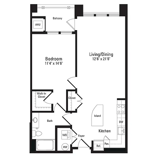 Floor plan 1 Bed 1 Bath A