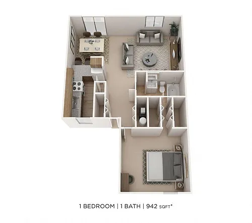 Floor plan One Bedroom- 942 sqft