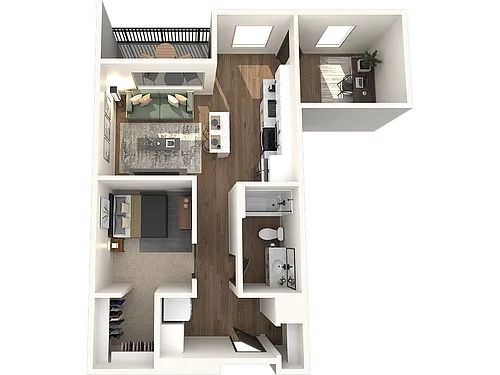 Floor plan Bridle- Open One Bedroom + Den