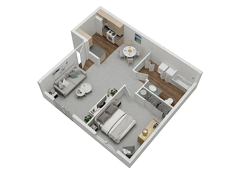 Floor plan Devonwood 1 Bedroom 1 Bath Downstairs