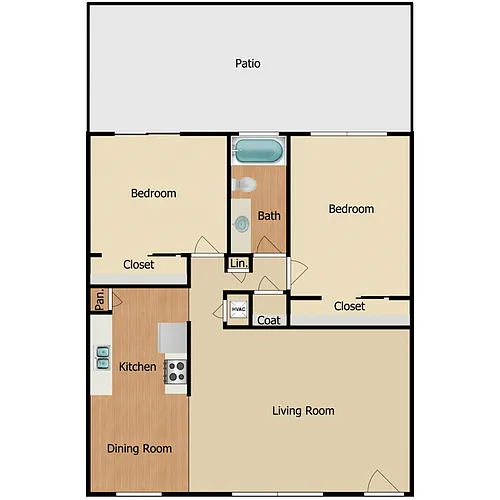 Floor plan 2 Bed 1 Bath A